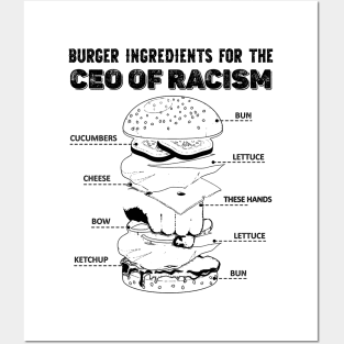 Burger Ingredients for the CEO of RACISM Posters and Art